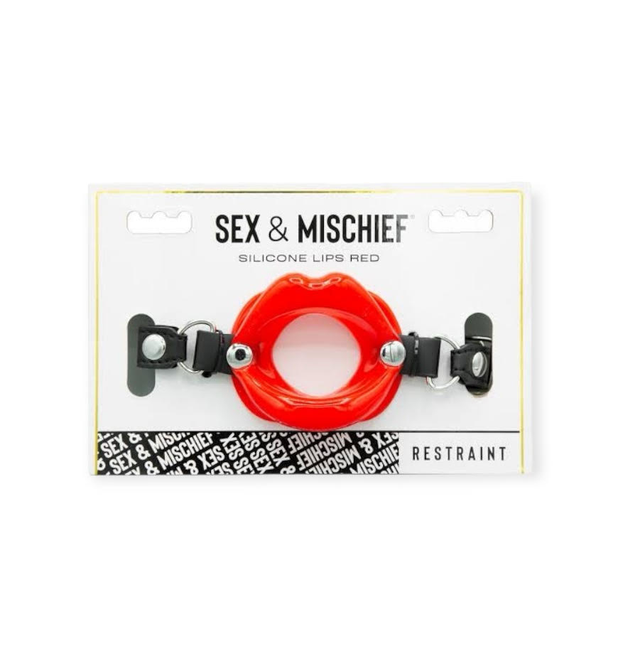 Sex & Mischief - Silicone Lips Open Mouth Gag - Red